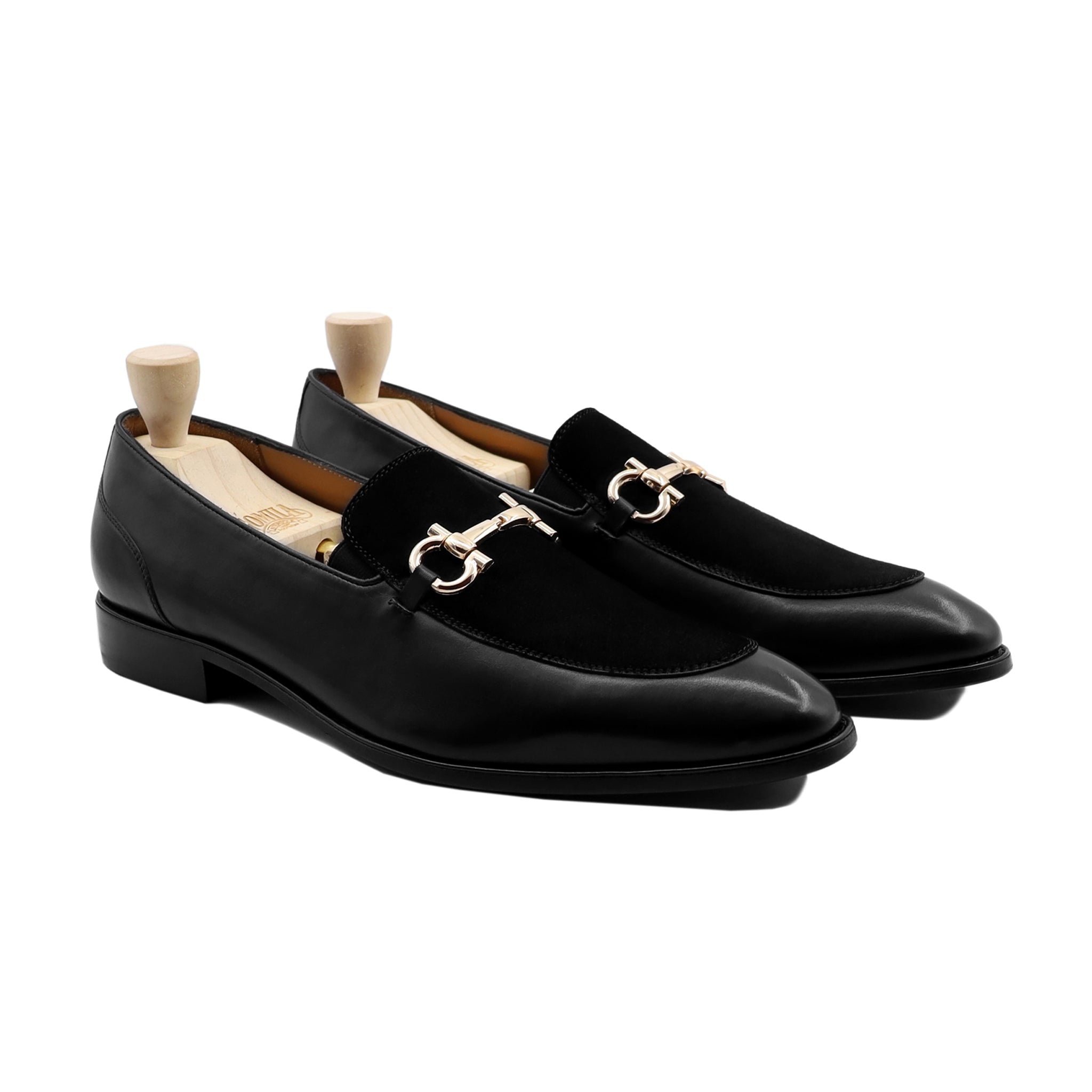 Kasper - Men's Black Calf Leather and Kid Suede Loafer