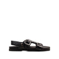 Damian - Men's Black Crocodile Printed Leather Sandal