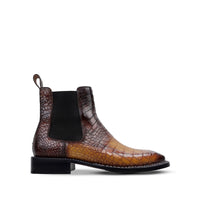 Dexter - Men's Burnish Tan Crocodile Textured Goodyear Welted Chelsea Boot