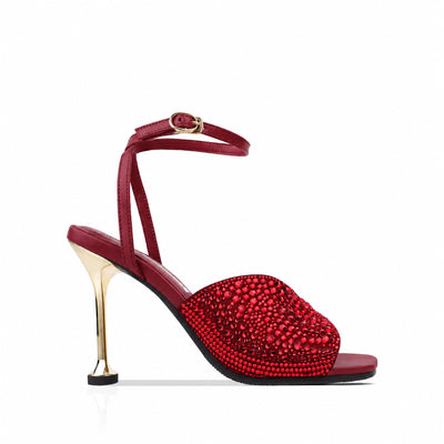 Maya - Women’s Oxblood Hand Set Crystals 90mm Heels