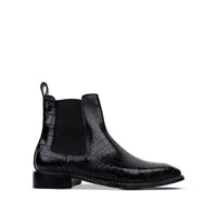 Dexter - Men's Black Crocodile Textured Goodyear Welted Chelsea Boot