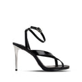 Nora - Women's Black Crocodile Print Strapped 90mm Heels