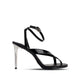 Nora - Women's Black Crocodile Print Strapped 90mm Heels