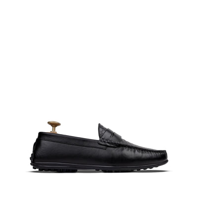 Knox - Men's Black Python Textured Calf Leather Driver