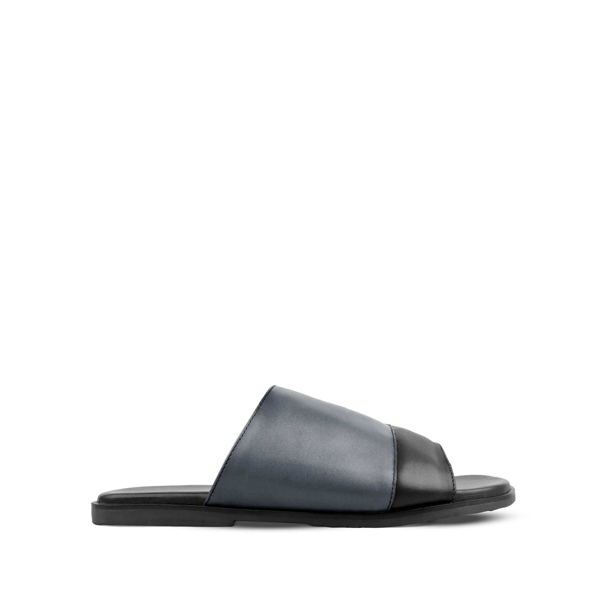 Borela - Men's Black & Gery Calf Leather Slipper