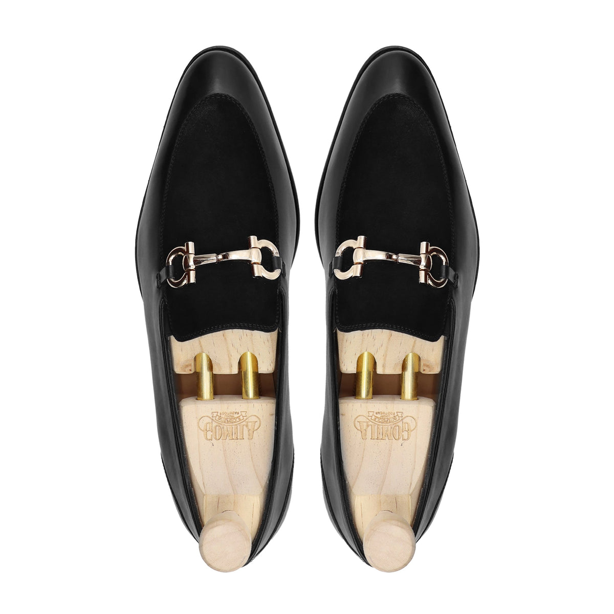 Kasper - Men's Black Calf Leather and Kid Suede Loafer