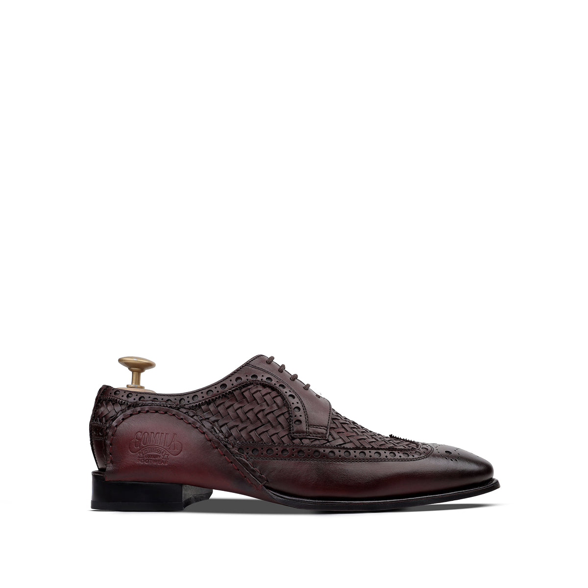 Yasnole - Men's Oxblood Hand Woven Opanka Construction Calf Leather Derby Shoe