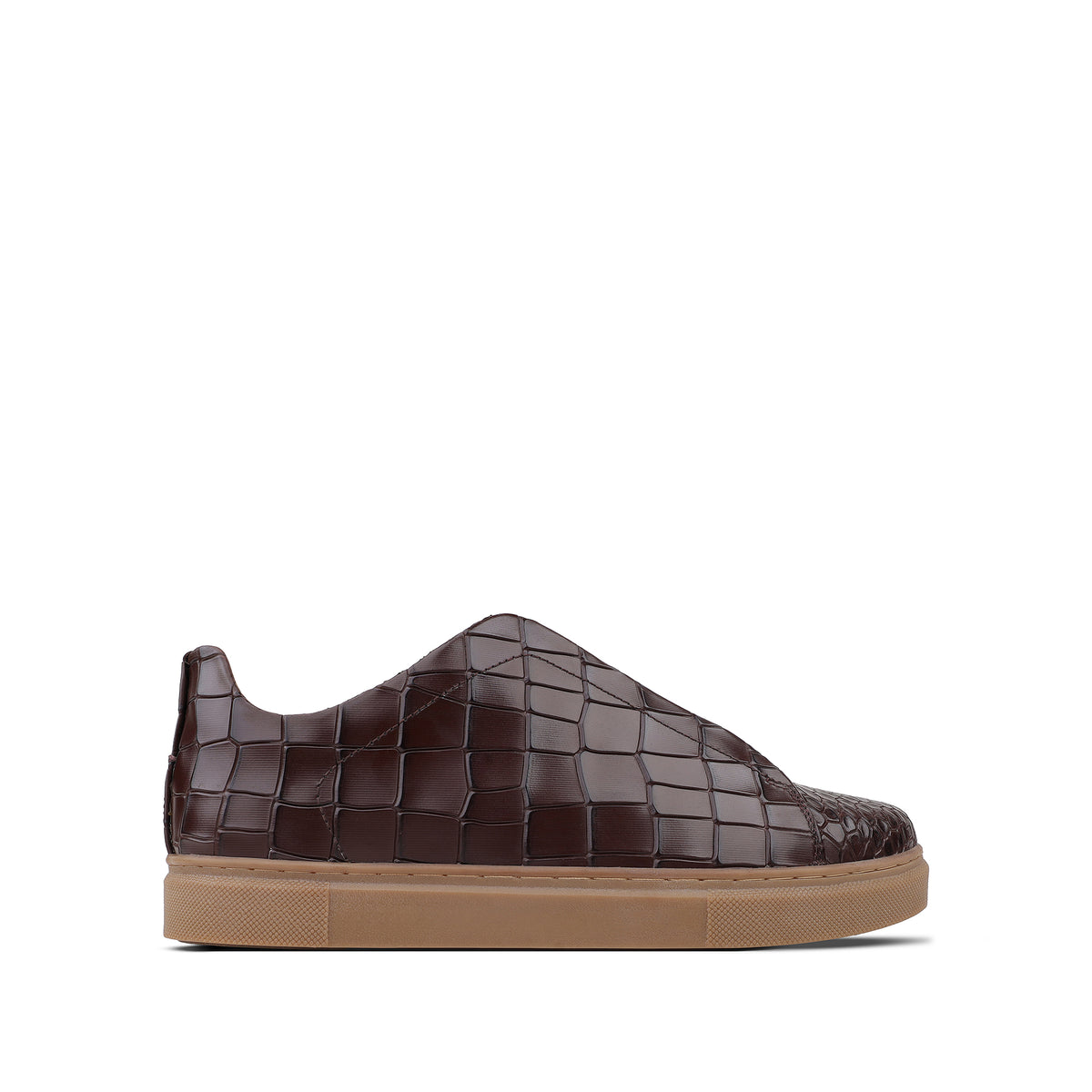London - Men’s Brown Crocodile Print Sneaker