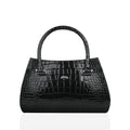 Alora - Black Crocodile Print Faux Leather Hand Bag