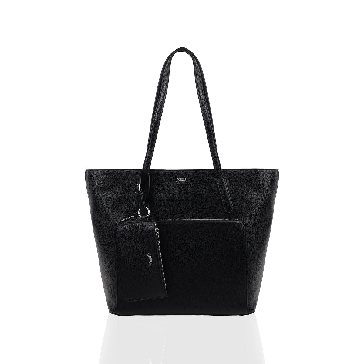 Demi - Black Milled Faux Leather Hand Bag