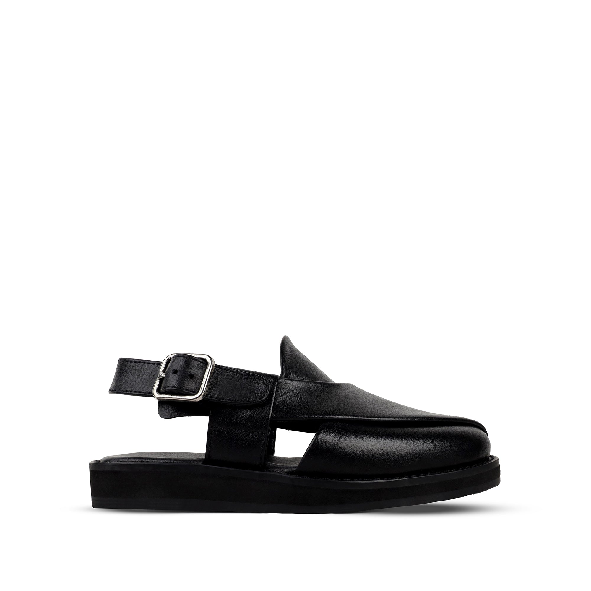 Evan - Children’s Black Calf Leather Sandal