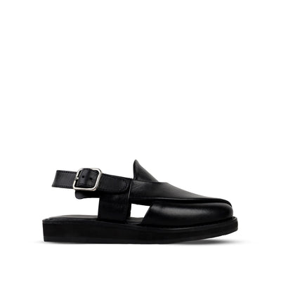 Evan - Children’s Black Calf Leather Sandal