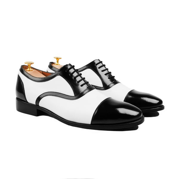 Alcapone - Men's White Calf and Patent Leather Oxford Shoe