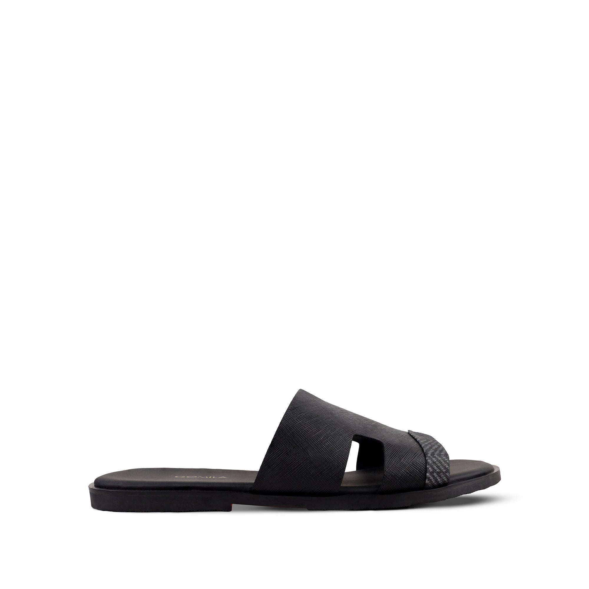 Kiara - Men's Black Calf Leather Slippers