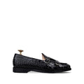 Drobak - Men’s Black Calf and Crocodile Printed Belgian Loafer