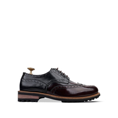 Foster - Men's Black & Burgundy Calf Leather Goodyear Welted Derby