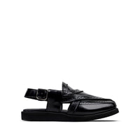 Nate - Children’s Black Box Leather Sandal