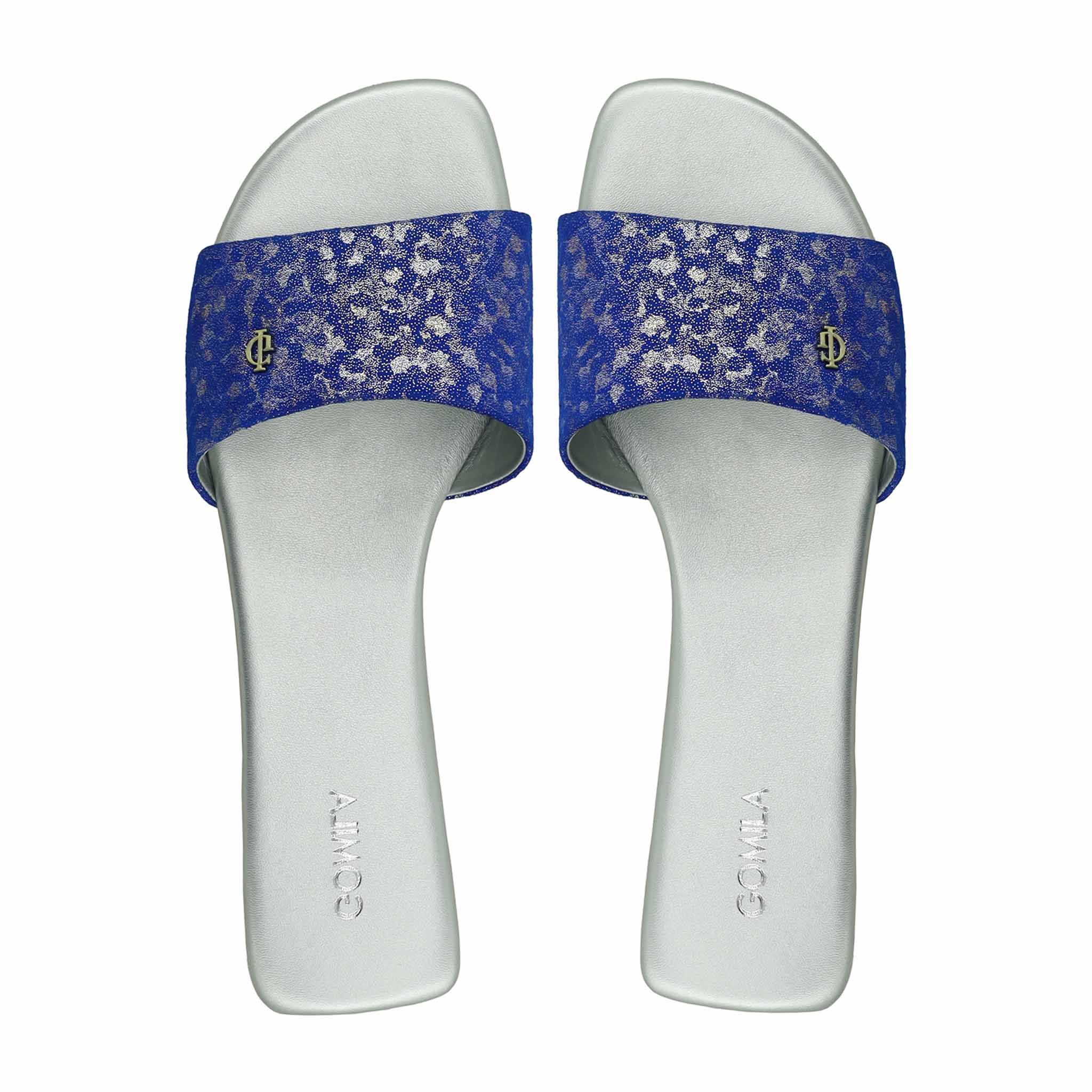 Abbie - Women's Silver and Blue Slipper