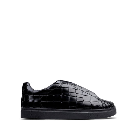 London - Men’s Black Crocodile Print Sneaker