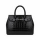 Ariana - Black Crocodile Textured Faux Leather Handbag