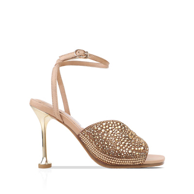 Maya - Women’s Champagne Hand Set Crystals 90mm Heels