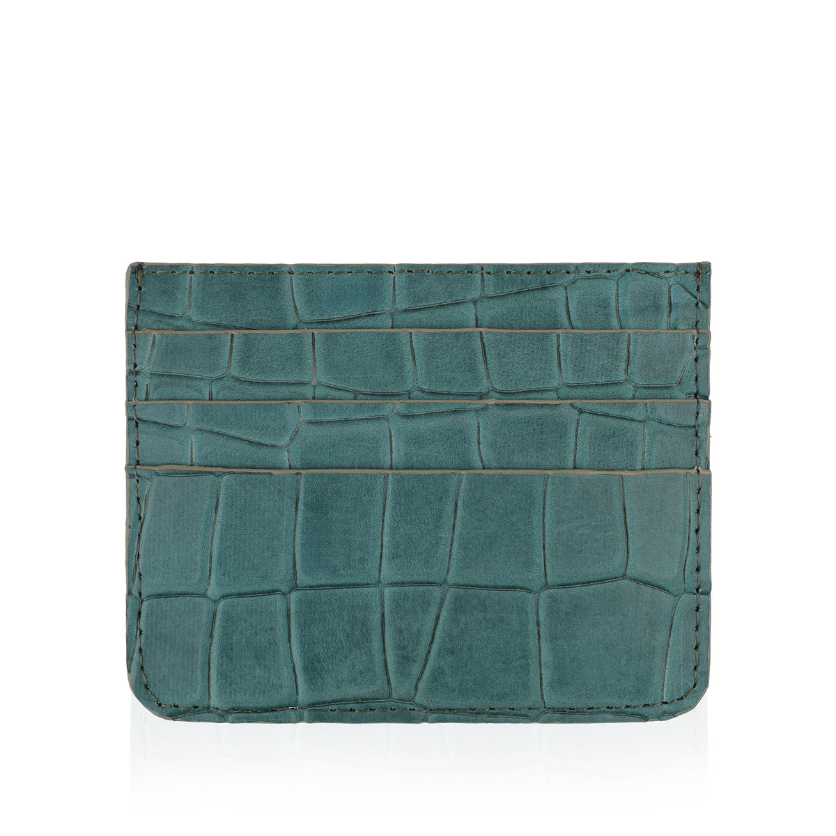 Sage - Sea Green Crocodile Textured Card Holder