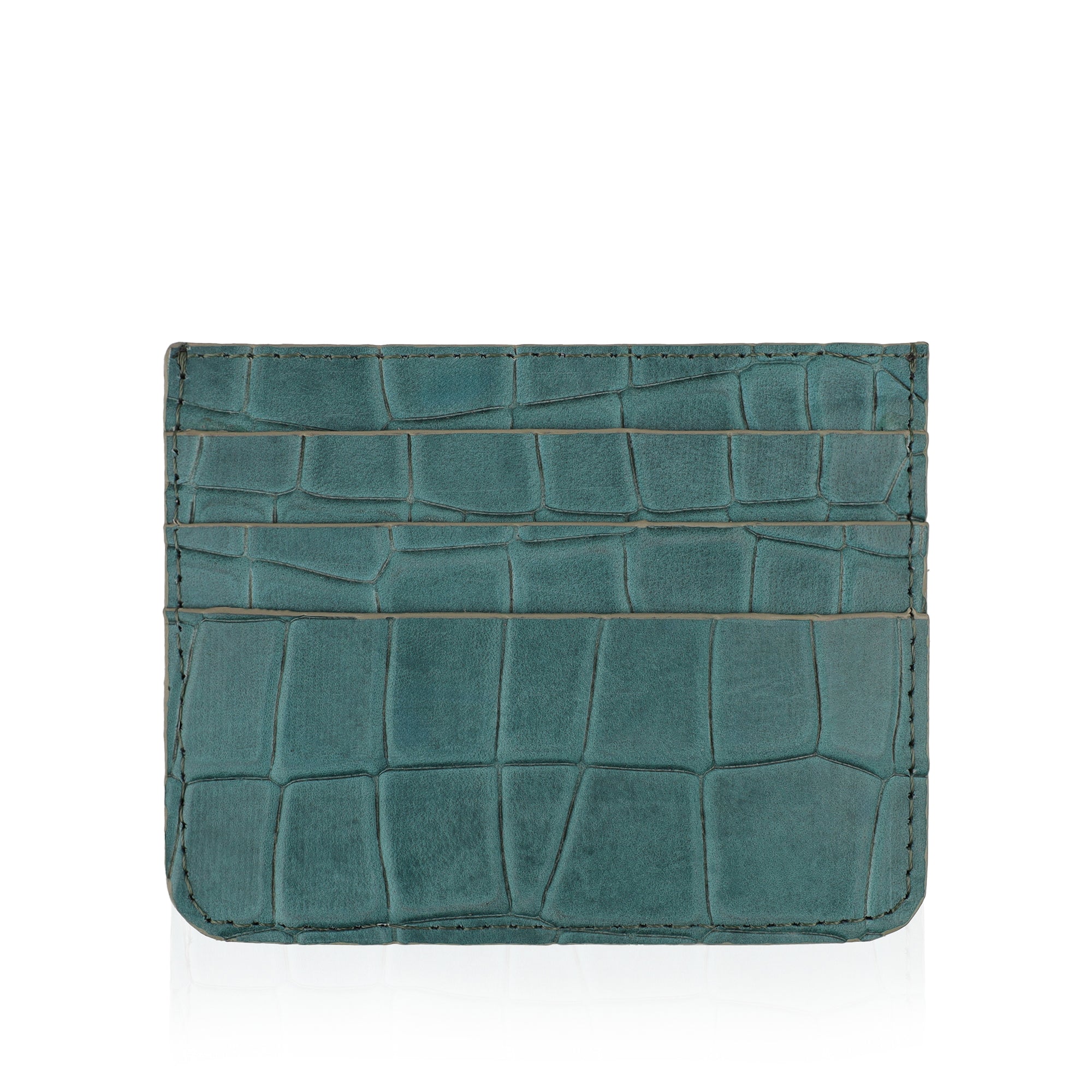 Sage - Sea Green Crocodile Textured Card Holder