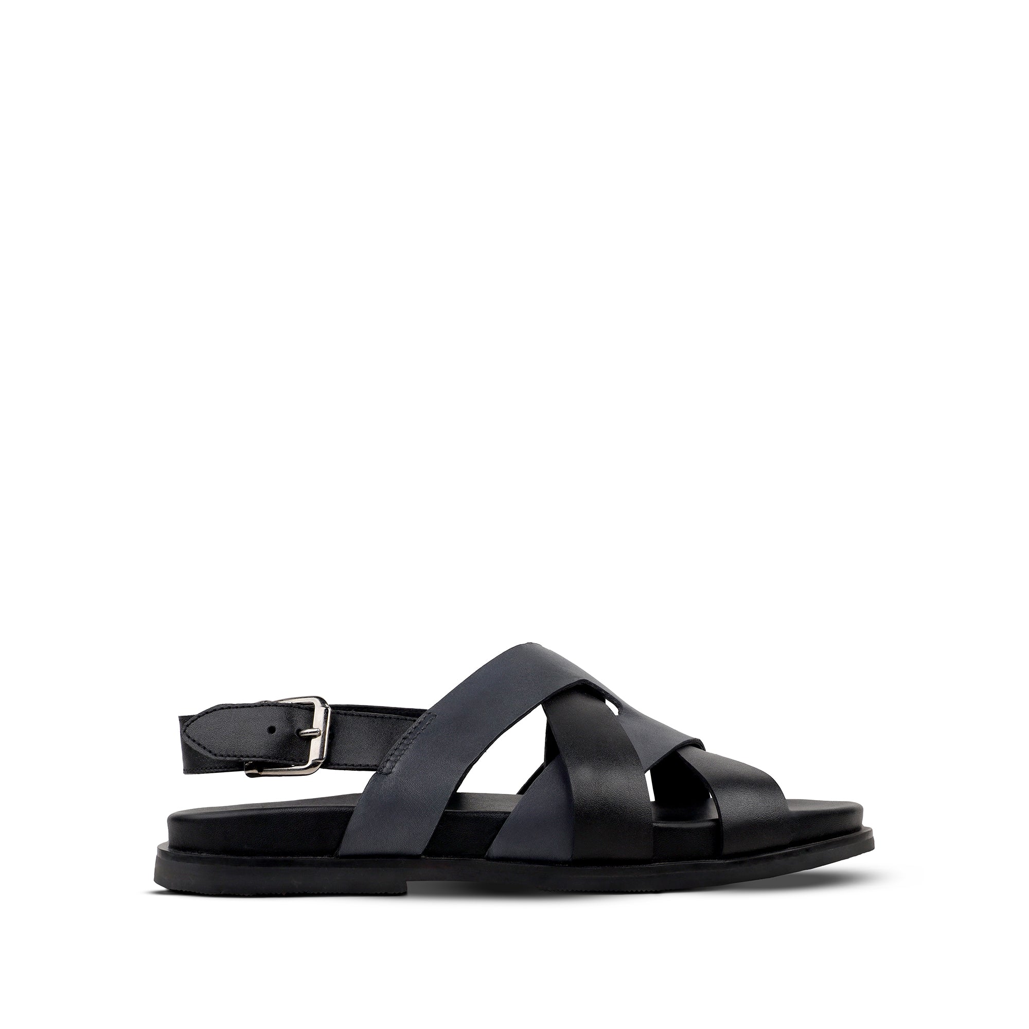 Galo - Men's Black & Grey Calf Leather Sandal