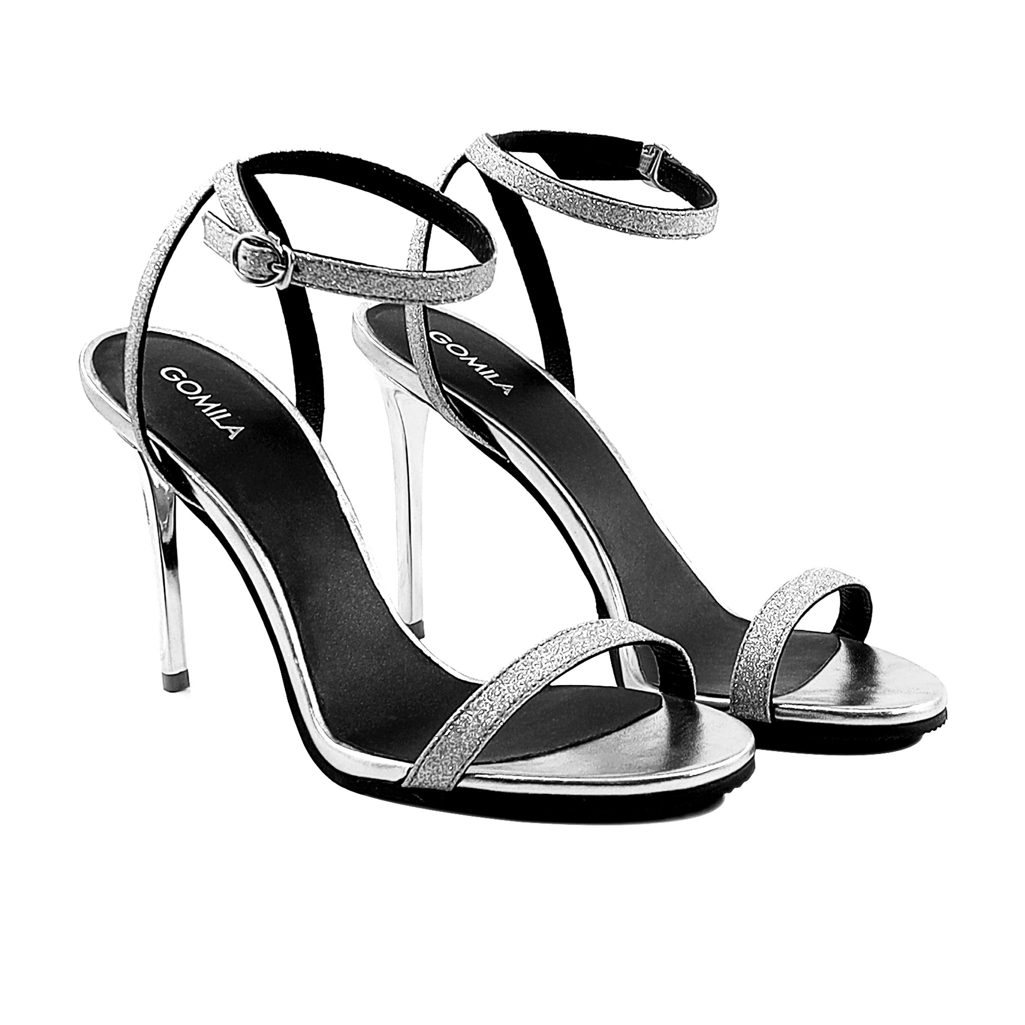 Emilia - Women's Silver Strapped Heels