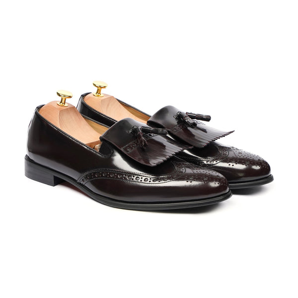 Taza - Men's Dark Brown Box Leather High Shine Loafer