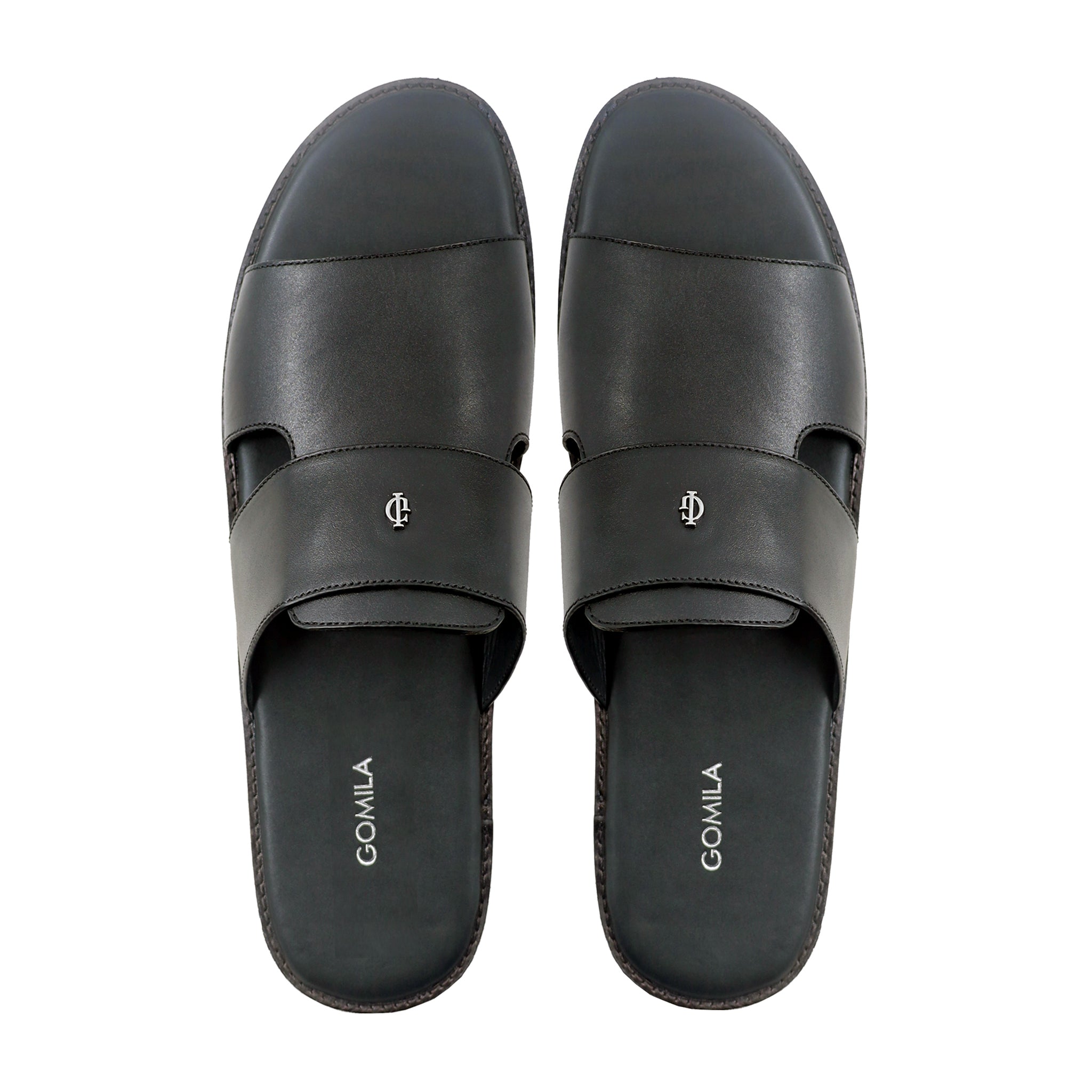 Wesley - Men's Black Calf Leather Slipper