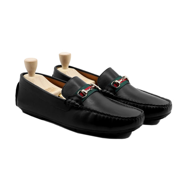 Aaron - Men's Black Calf Leather Driver Shoe