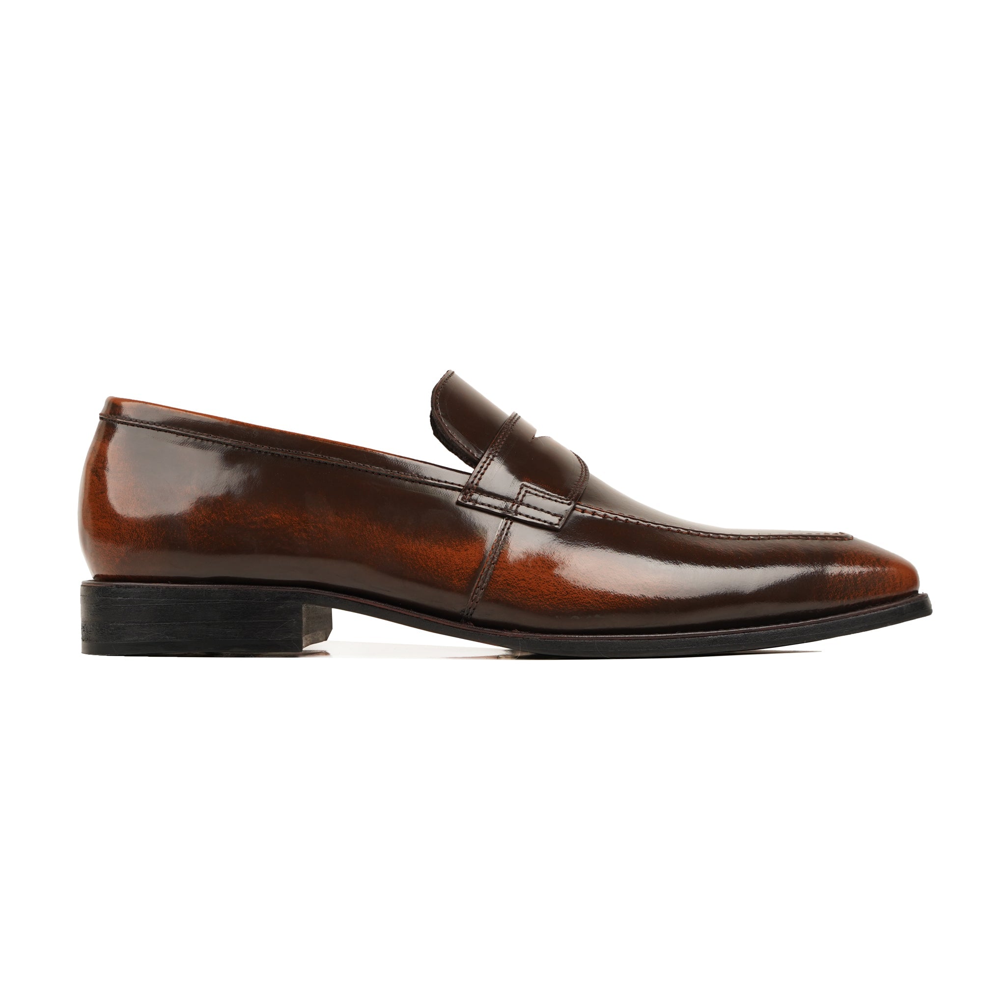 Vercelli - Men's Burnished Brown Box Leather High Shine Loafer