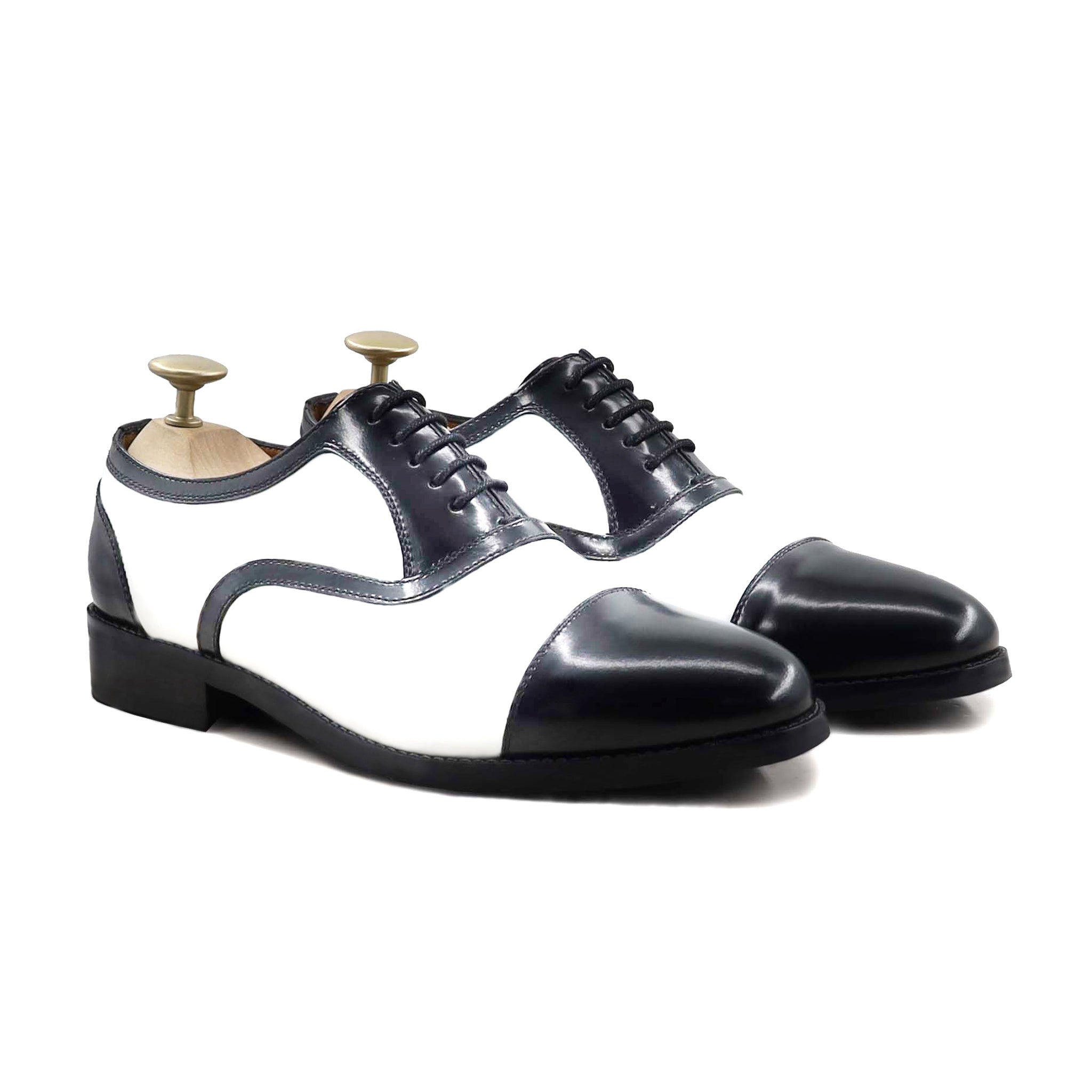 Alcapone - Men's White Calf and Patent Leather Oxford Shoe