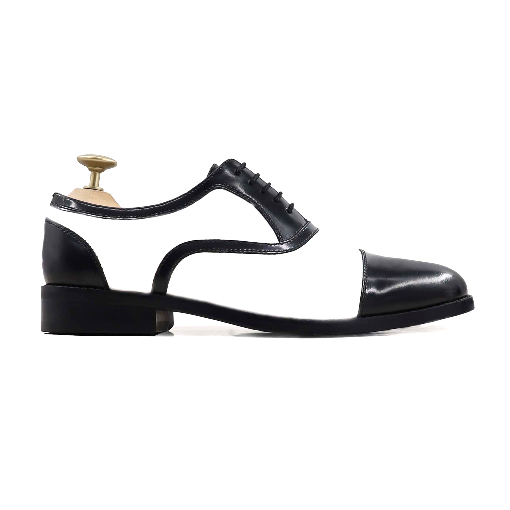 Alcapone - Men's White Calf and Patent Leather Oxford Shoe