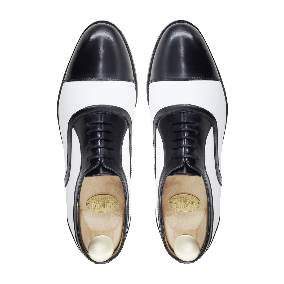 Alcapone - Men's White Calf and Patent Leather Oxford Shoe