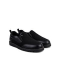 Hugh - Men's Black Pebble Leather and Mesh Fabric Sneaker