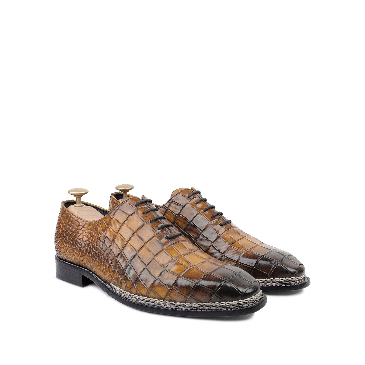 Peter - Men's Tan Crocodile Leather Goodyear Welted Wholecut