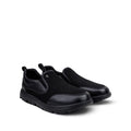 Alan - Men's Black Milled Leather & Mesh Fabric Sneaker