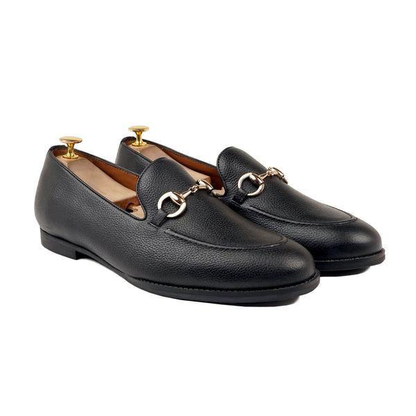 Byron - Men's Black Pebble Grain Leather Loafer