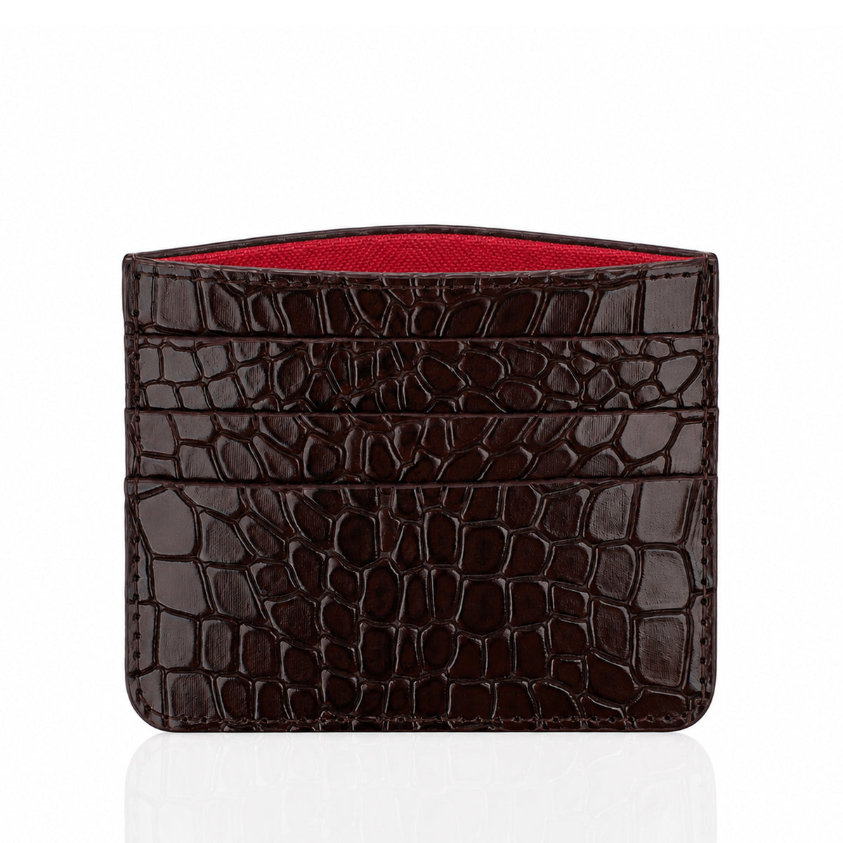 Sage - Dark Brown Crocodile Textured Card Holder