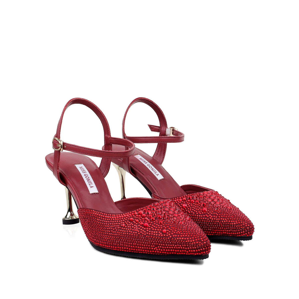 Vanessa - Women’s Oxblood Hand Set Crystals 90mm Heels
