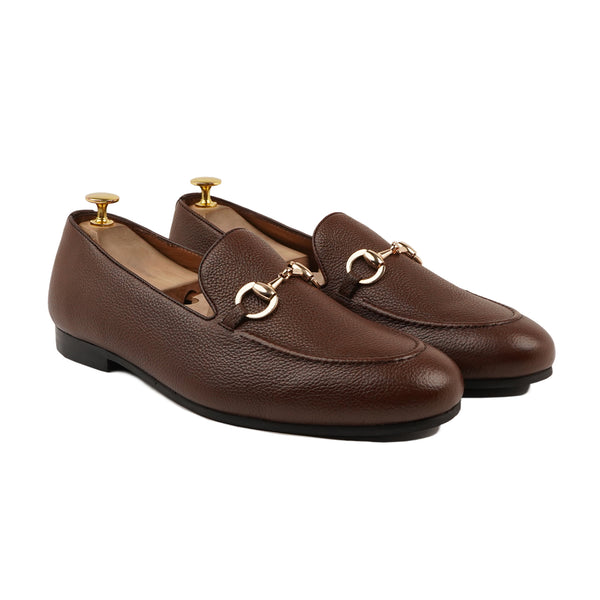 Byron - Men's Brown Pebble Grain Leather Loafer