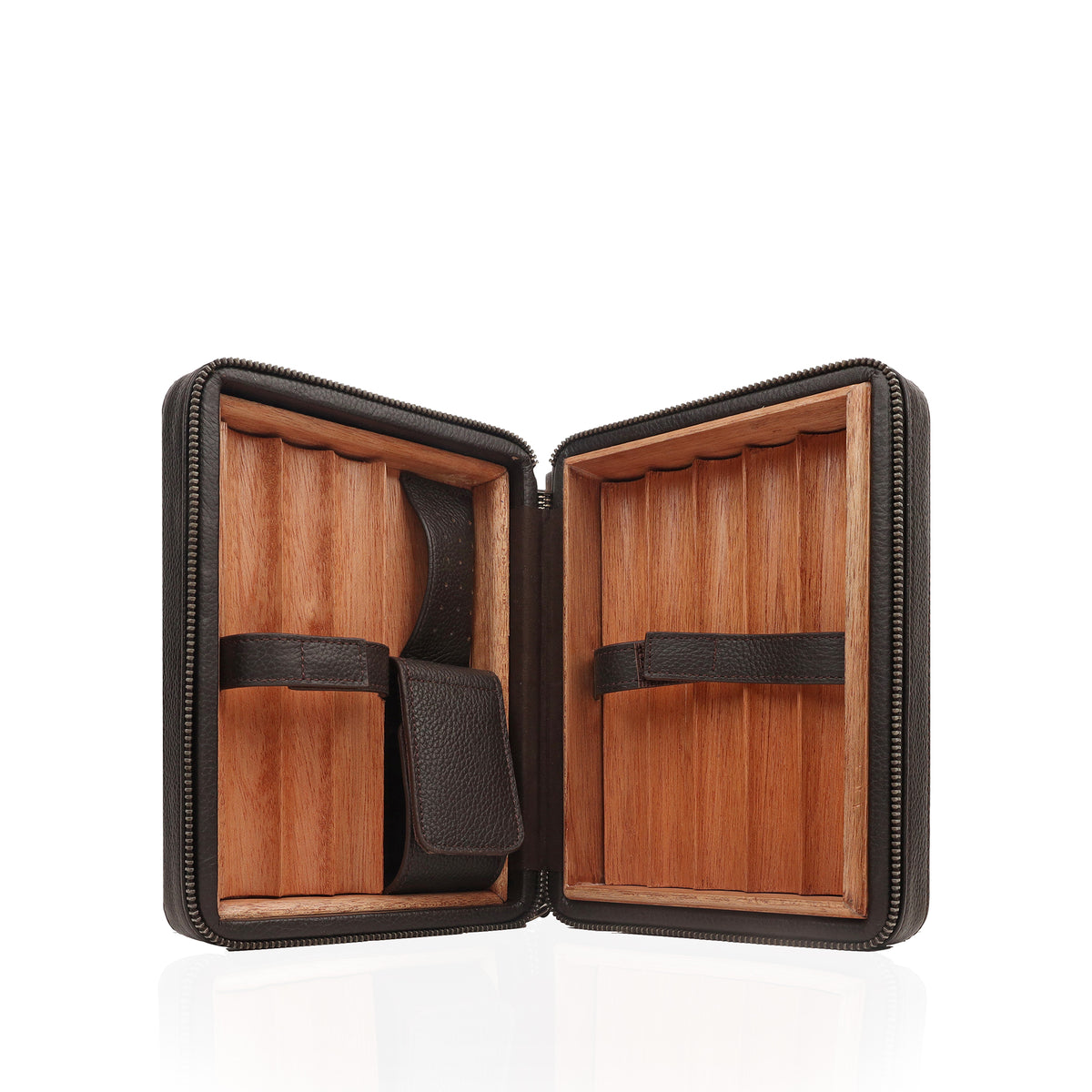 Castro - Men's Dark Brown Milled Leather Cigar Case