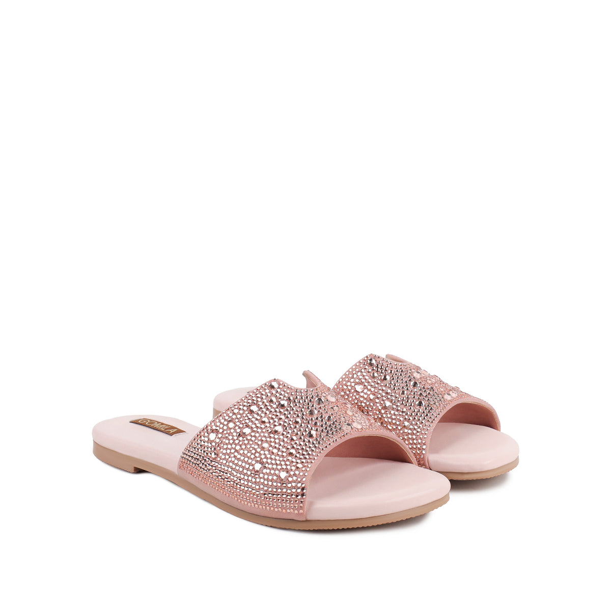 Skye - Women's Peach Pink Rhinestone Slipper