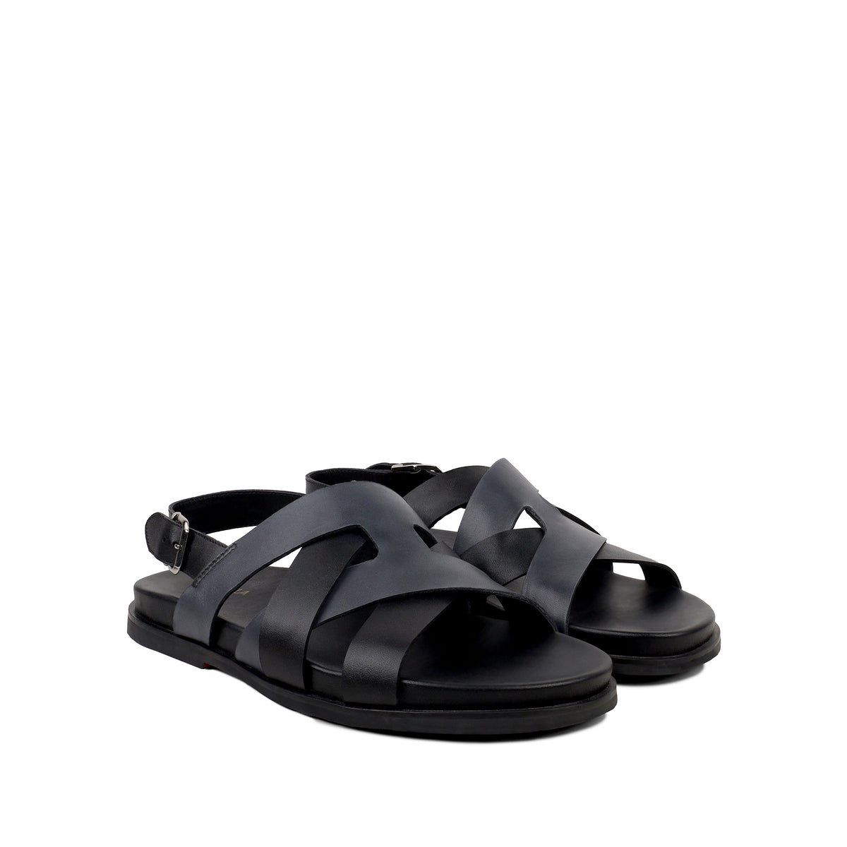 Galo - Men's Black & Grey Calf Leather Sandal