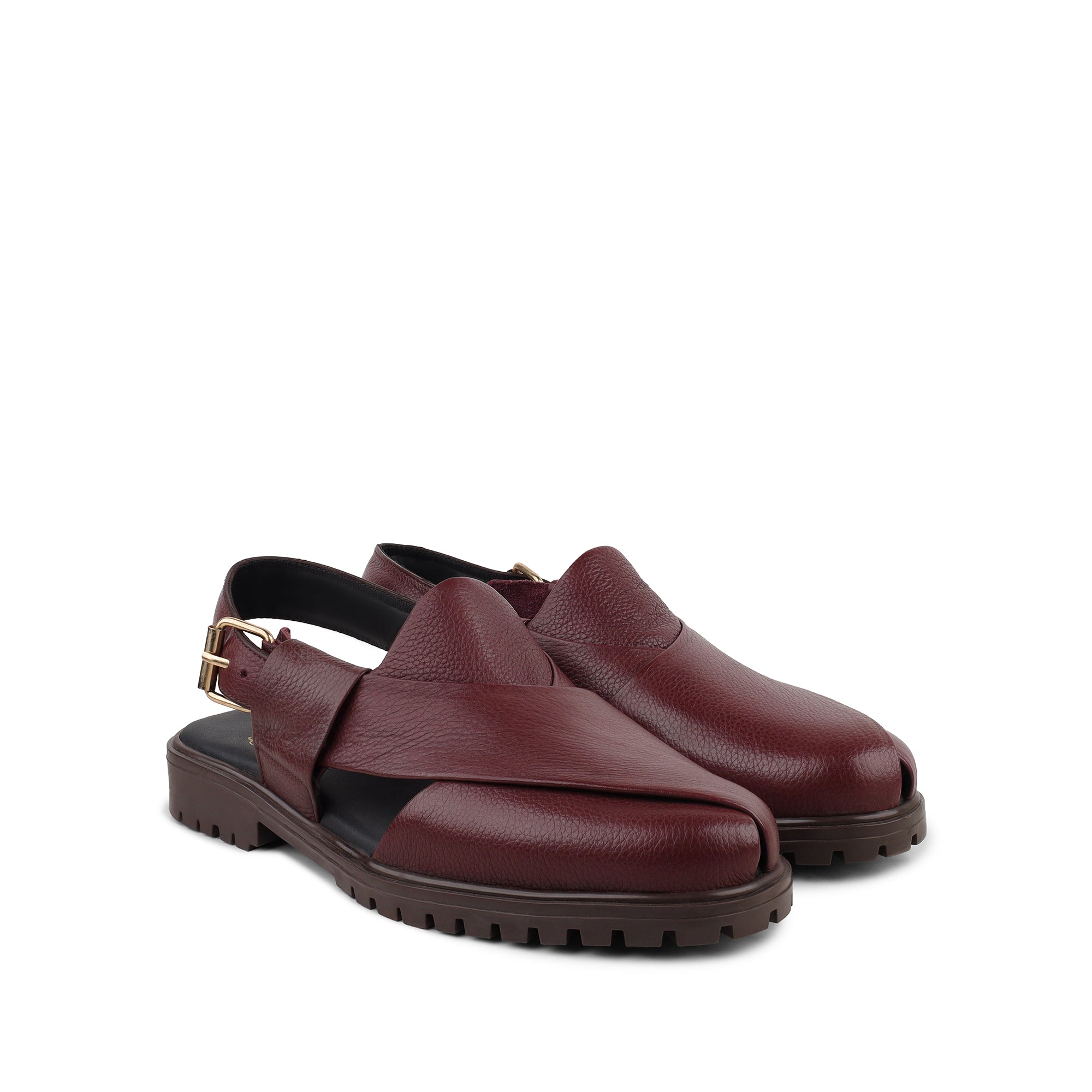Bronx - Men's Oxblood Pebble Grain Leather Sandal