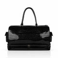 Reece - Men's Black Crocodile Print Duffle Bag