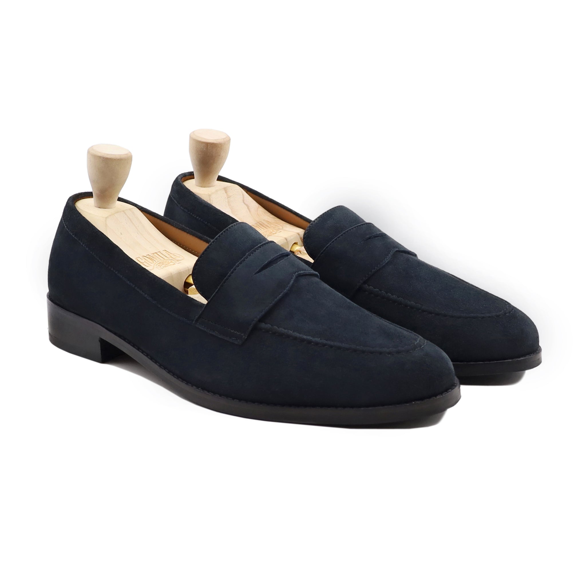 Awas - Men's Navy Blue Kid Suede Loafer