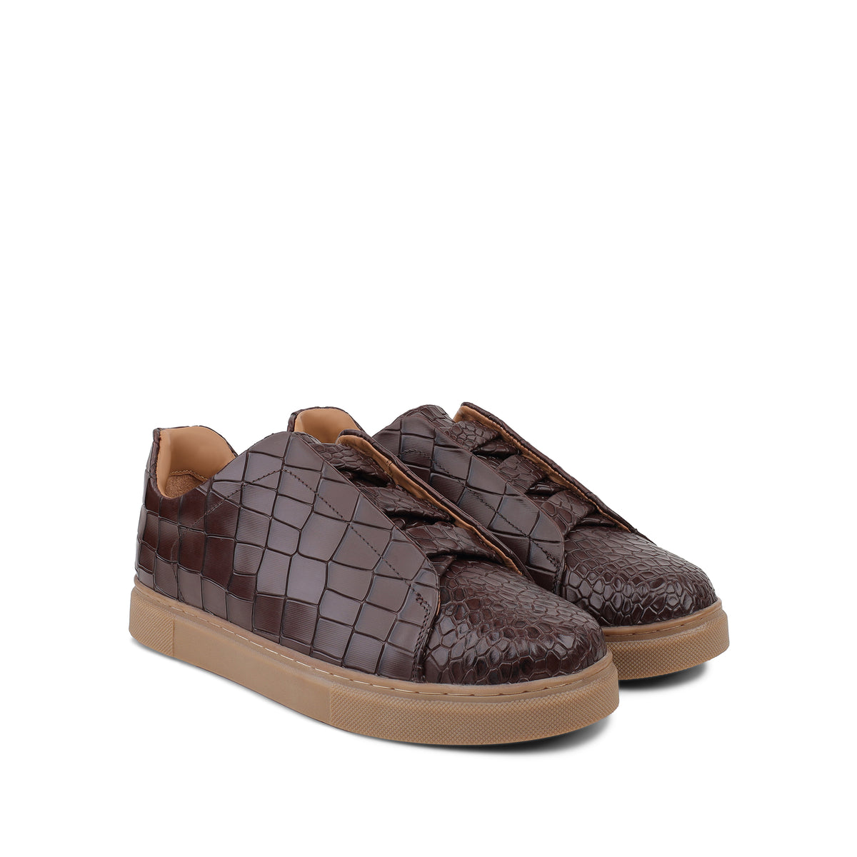 London - Men’s Brown Crocodile Print Sneaker